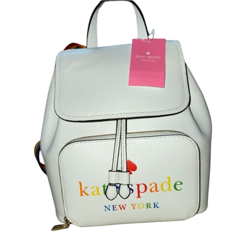 Kate Spade Multicolor Logo White Backpack
